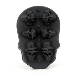 Silíkon 3D höfuðkúpa ískúpa með topphúfu teningabakka