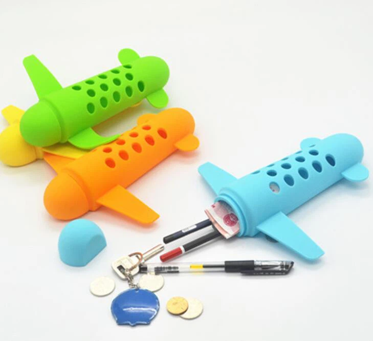 3D Silicone Aircraft Model Toys Multifunction Silicone Pen Holder For Kids
