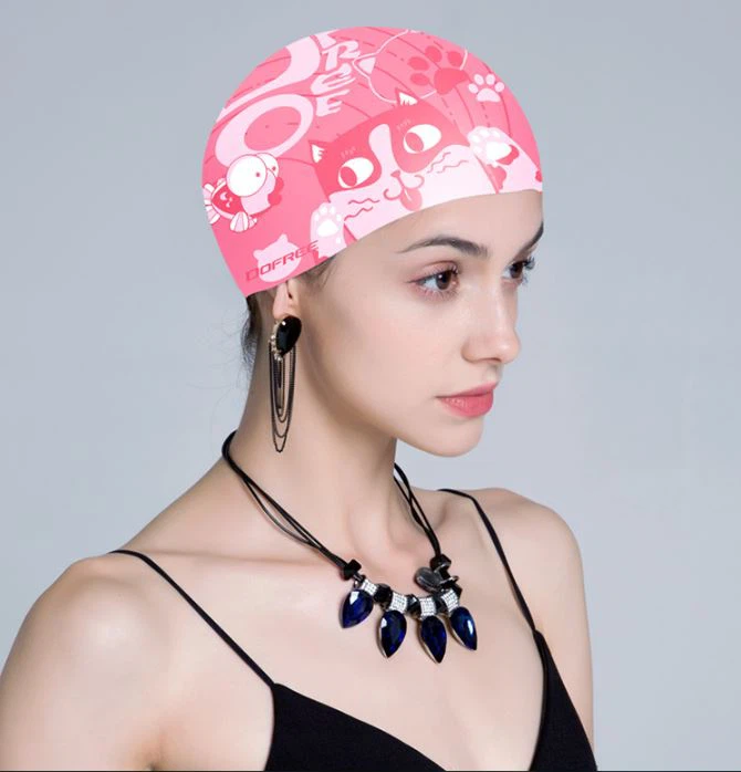 Adult Waterproof Printed Silicone Swimming Cap