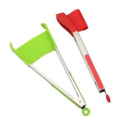 2 í 1 eldhúsbúnaður Tungur Spatula Tongs