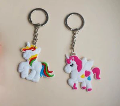 Amazon Cartoon Unicorn Luminous 3D PVC gúmmí lyklakippa